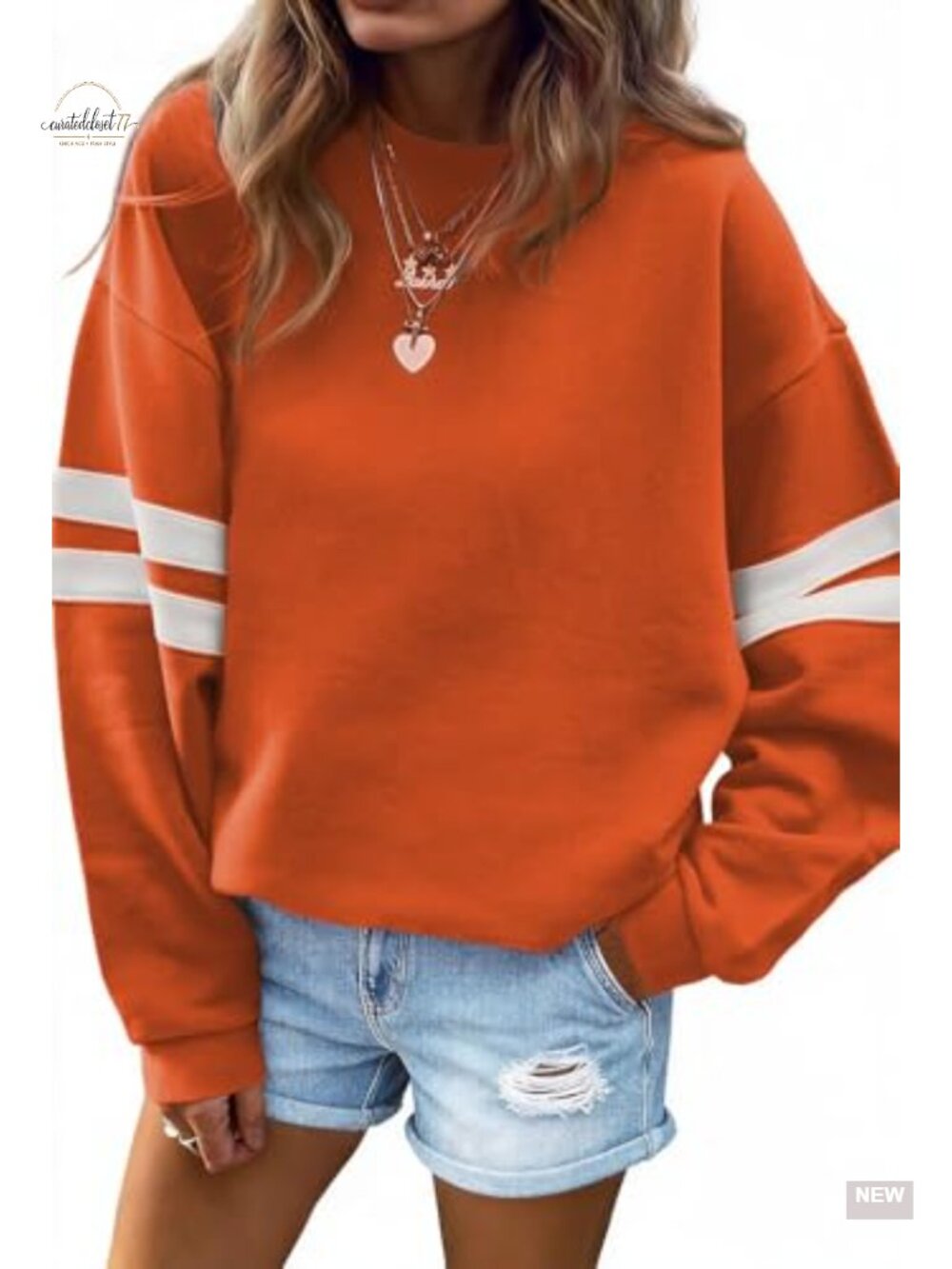 Oversized Striped Sweatshirt Women Pullover Crewneck Long Sleeve Casual Top